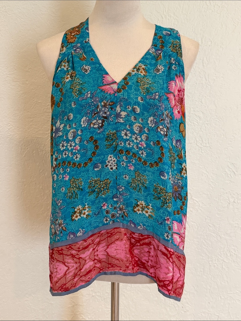 Tolani silk hi-low sleeveless shirt boho size M EUC